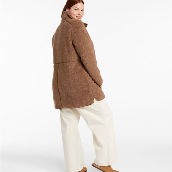 Women's LL Bean Sherpa Fleece Coat - Hazelnut, Size 1X, NEW with Tags! - Picture 4 of 8